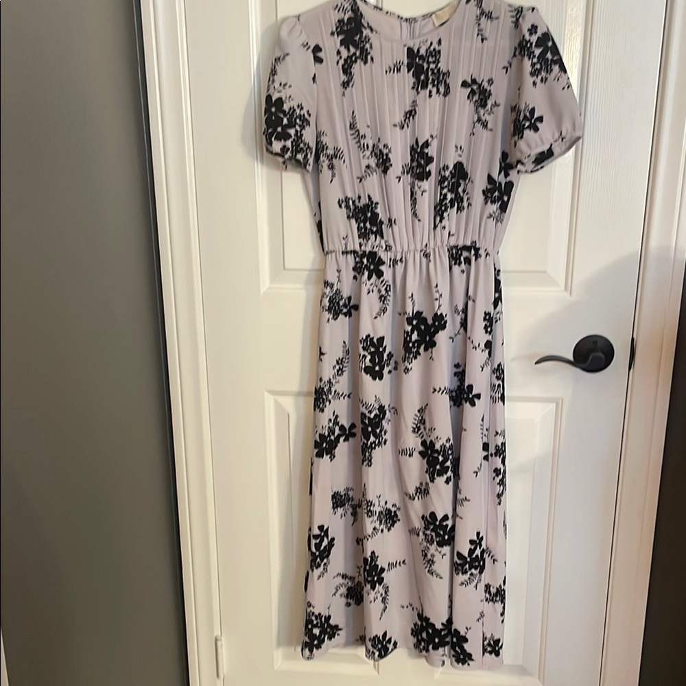 MICHAEL Michael Kors Floral Pintuck Midi Dress - Size XS